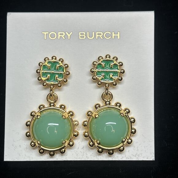 Tory Burch Winslow Green Enamel Drop Dangle Earrings - New Designer Holiday Gift - Picture 5 of 8